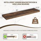 40 Inch Floating Shelves, 3D Textured Wood Grain, 40"x9.25"x1.5" Inch Deep Floating Shelves for Wall, Wooden Shelves for Bath