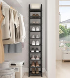 STO STO 10-Tier Narrow Shoe Rack with Sturdy Mesh Shelves, Slim Tall Metal Shoe Organizer for Entryway, Closet, Hallway, Hold