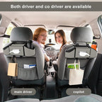 7-In-1 Car Seat Back Organizer with Cup Holders, Tissue Box, Garbage Can&Hooks, Multifunctional Headrest Storage Organizer, Headrest Cup Holder for Backseat, Car Accessories for Trips, Travels(Gray)