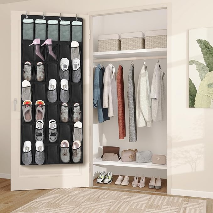 FENTEC 35 Large Pockets Over The Door Shoe Organizer, Mesh Hanging Shoe Organizer Shoe Rack for Closet Mesh Closet Shoe Holde