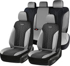 Coverado Automotive Seat Covers Full Set, Luxury Car Seat Covers, Leather Seat Covers, Mesh Design, Black Driver Seat Protect