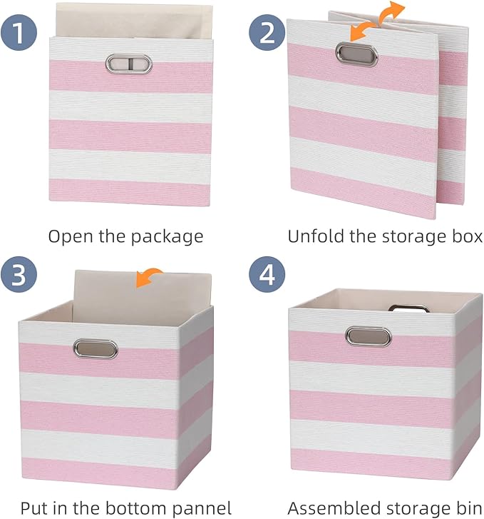 13x13x13 Storage Cube Bins, Foldable Storage Cubes Cubby Baskets Organizer Cloth Bins for Cube Storage Organizing Shelf Close