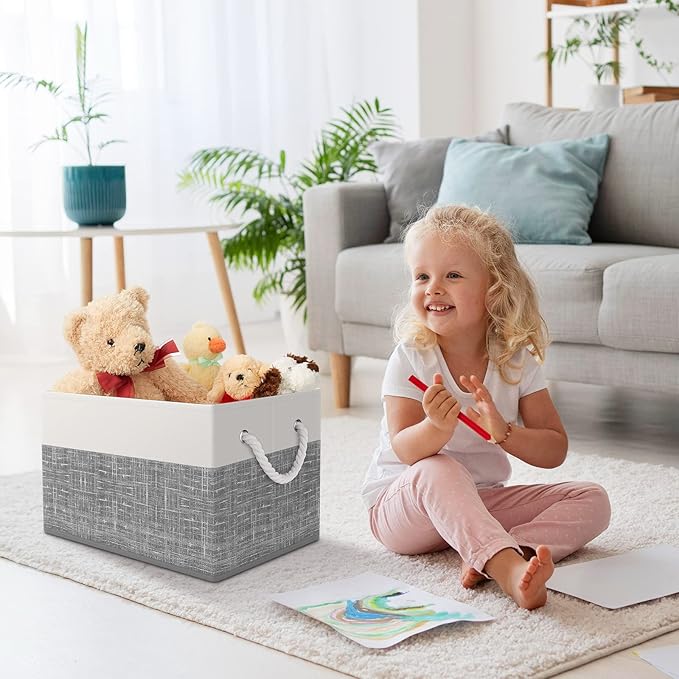 StorageTastic Storage Bin,Collapsible Storage Basket For Organizing,Large Storage Boxes With Rope Handles,Storage Containers,