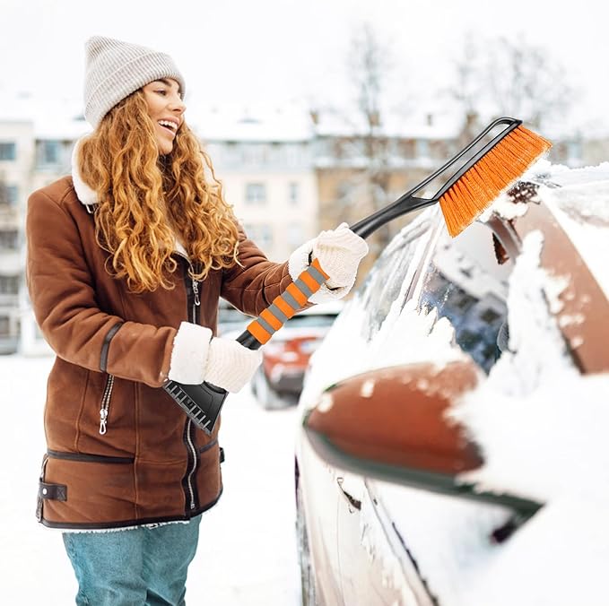 25" Snow Brush and Ice Scrapers for Car Windshield, 2-in-1 Detachable Design with Paint Protection, Extra Long Snow Removal Tool for Cars, Trucks, SUVs - Great for Drivers