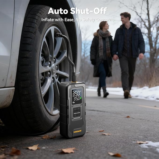 Tire Inflator Portable Air Compressor - 4X Faster 160 PSI Portable Air Pump for Cars - Cordless Tire Inflators with Gauge - Portable Tire Inflator for Car, Pickup, Bike and More (Black)