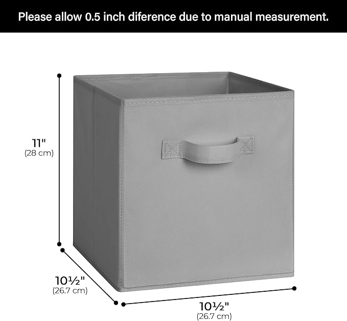 Cupic Cupid 11x11 Storage Cubes, 6 Pack Open Storage Bins with Handles, Storage Cube Organizer for Clothes and Toys, Collapsi
