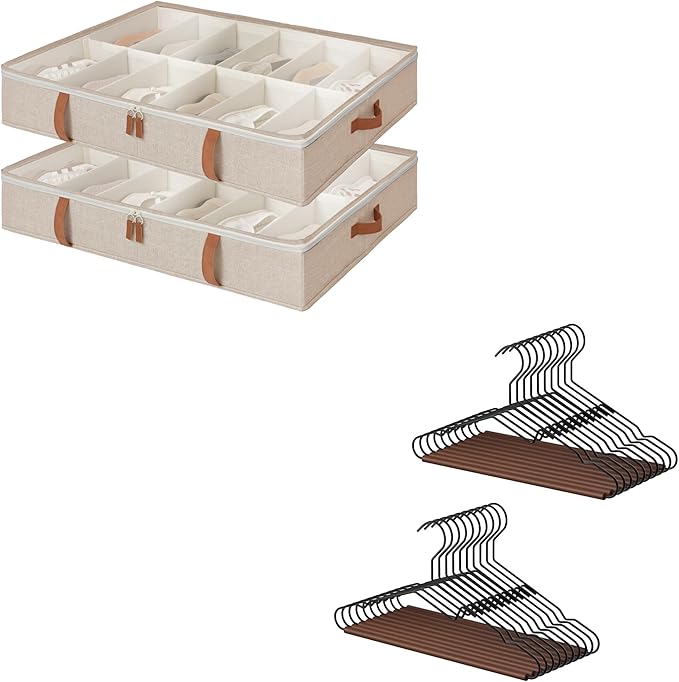 Under Bed Shoe Storage Organizer with Wire Hangers