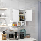 TaoHFE White Bathroom Wall Cabinet with 2 Door Adjustable Shelves,Over The Toilet Storage White Wall Mounted Medicine Cabinet