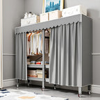 Heavy Duty Portable Wardrobe, Metal Foldable Covered Clothes Rack, 1500LBS, Freestanding Closet System Rolling Garment Rack, 