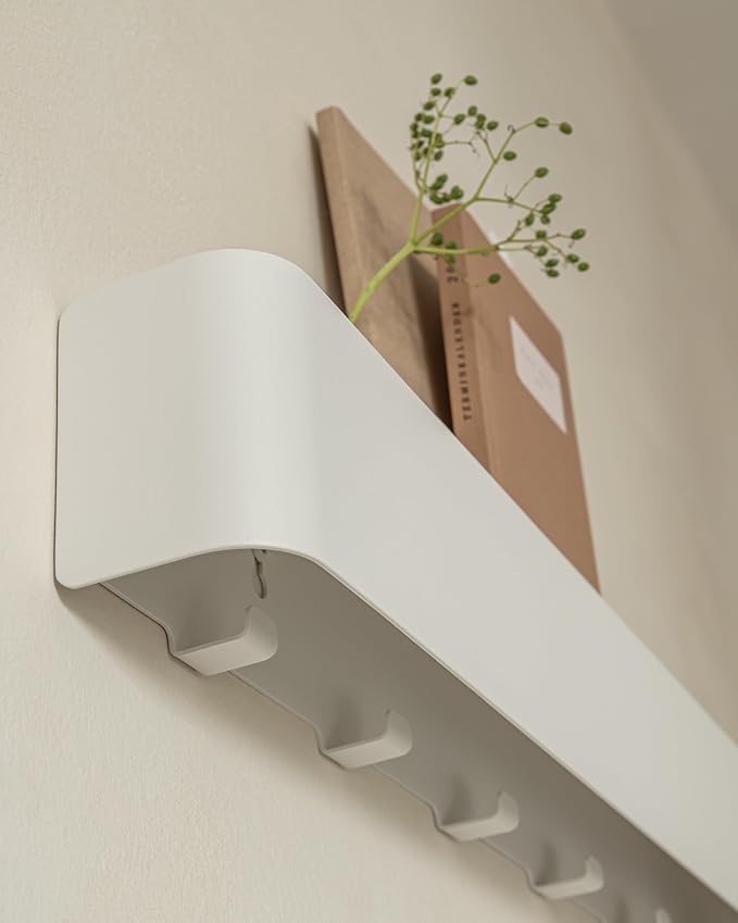 Kazai.® Coat Rack Wall Mount with Shelf 'Tone' | Modern Design Coat Hanger with Hidden Hooks and Storage | Hat Rack with Shel