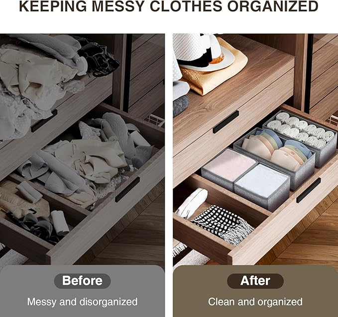 DIMJ Drawer Organizer Clothes, Dresser Organizer For Nursery, Bedroom, Closet, Baby Clothes Organizer and Storage, Foldable F