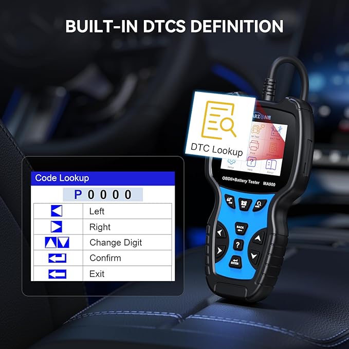 MA900 OBD2 Scanner + Battery Tester 2 in 1, Professional Code Reader Check Engine Diagnostic Scan Tool, 12V 24V 100-2000CCA