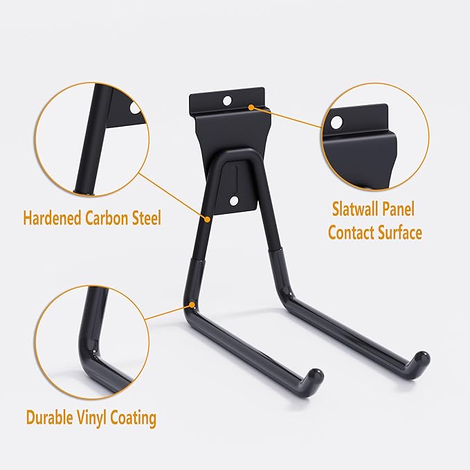 Heavy Duty Slatwall Hooks 40PCS - Black Garage & Workshop Organizers for Standard Panels