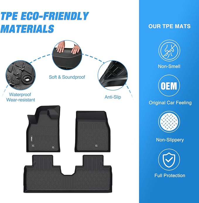 Nilight TPE Floor Mats for Ford Mustang Mach-E 2021 2022 2023 2024,All Weather Custom Fit Heavy Duty Floor Liners