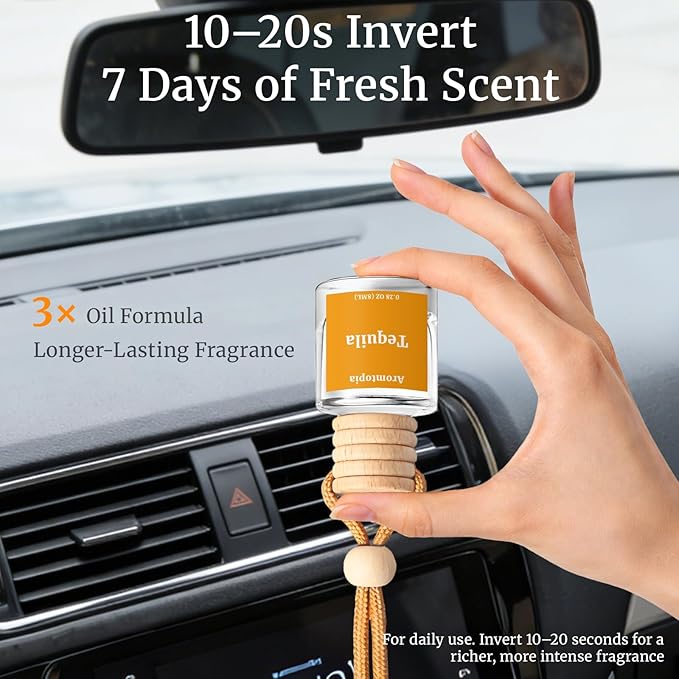 Car Air Freshener Hanging, Aromtopia Car Fragrance Diffusers, Black Rose & Oud Scents, Long-Lasting, Car Odor Eliminator for 