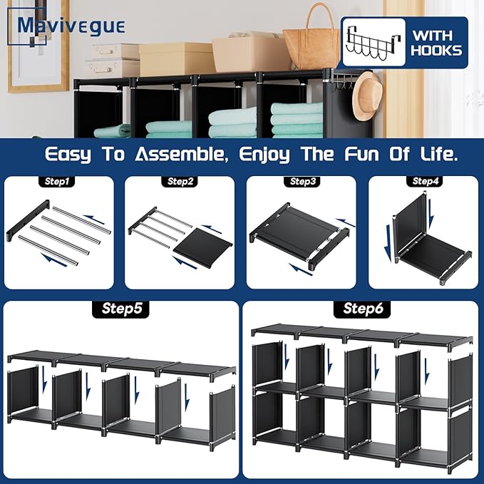 Mavivegue Book Shelf, 20 Cube Storage Organizer, DIY Bookcase, Metal Cube Bookshelf,Tall Book case for Bedroom, Living Room,O