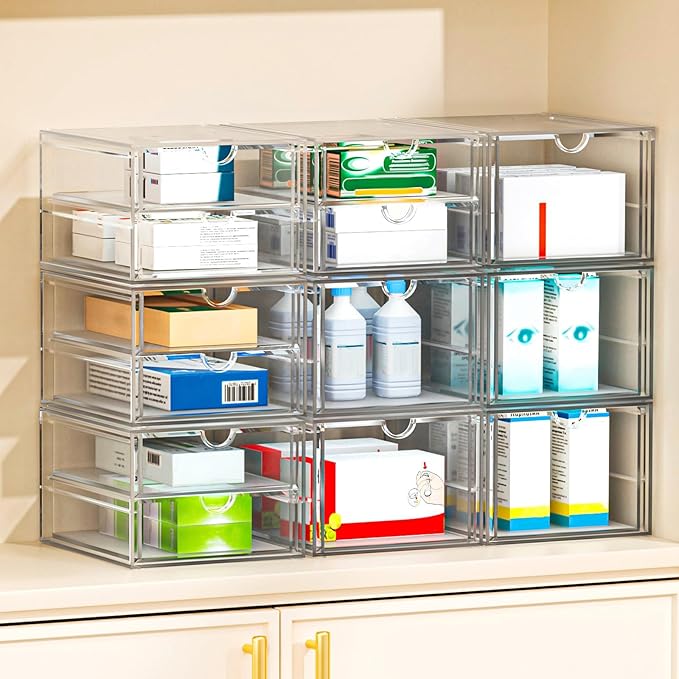 Versatile Acrylic Makeup Organizer, Drawer Organizer - Transparent Desktop Storage for Cosmetics, Office Supplies & More - Cl