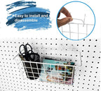 G.CORE 4 Pack Pegboard Baskets, Metal Shelves Hooks to 1/8" 1/4" Peg Boards, Peg Board Baskets Bins Set - Organize Tools Work