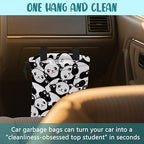 Car Garbage Bag Cute Black Panda Drawstring Car Trash Bag Hanging for Back Seat with Adjustable Buckle Canvas Vehicle Trash Can Easy-to-Install