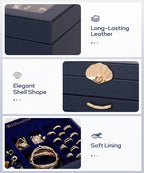Enthralite Jewelry Box with 2 Drawers: Display Organizer for Earrings Necklaces - Gifts for Girls Women (Dark Blue)