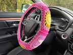 Handmade Crochet Sun and Moon Car Steering Wheel Covers Universal 14-15 inch for Women and Men (A,Steering Wheel Cover)