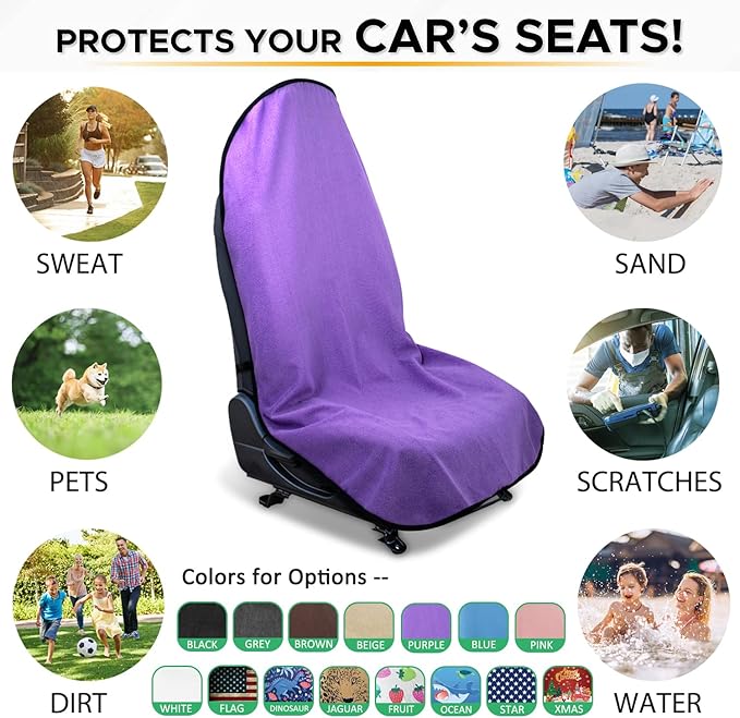 Waterproof Sweating Car Seat Cover for Post Gym Workout, Running, Swimming, Beach and Hiking, Universal Fit Non-Slip Bucket S
