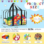 6 Packs XXL Toy Storage Bags 16.5×11.8×6.8In with Labels, Large Capacity Reusable Clear PVC Board Game Storage, Travel Waterp