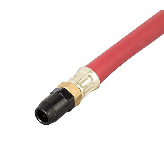 Steelman Straight Air Chuck Tire Inflator with Built-in Gauge and 12-inch Hose, Measures 10-90 PSI, Push-on Chuck, Steel Casing with Brass Fittings