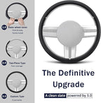 Leather Steering Wheel Cover for Ford Mustang 2005-2023, Anti-Slip and Breathable Segmented Design,Thin Car Interior Accessories,Car Steering Wheel Cover for Men Women(Black Hole)