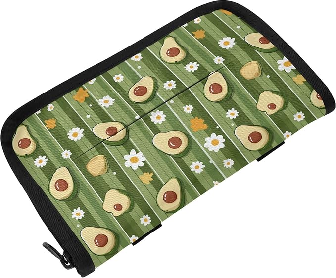 Car Tissue Holder Car Visor Organizer Tissue Box Holder for Car Sun Visor Organizer with Car Vehicle Accessories Essentials Interior for Women Men Green Striped Halved Avocados Daisy