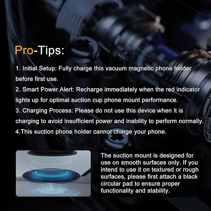 Electric Vacuum Magnetic Phone Holder for Car, [Auto-Seal & One-Touch Release] Suction Cup Phone Mount for Content Creator TikTok Vlogging Travel, 360 Adjustable for iPhone 12-17 Pro Max