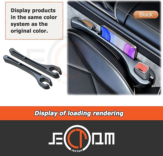 Car Seat Gap Filler, Leather Car Gap Filler Universal Fit for Most Cars and Trucks, Fill The Gap Between Seat and Consoles, Prevents Things from Falling Out, Pack of 2 PCS (Black)