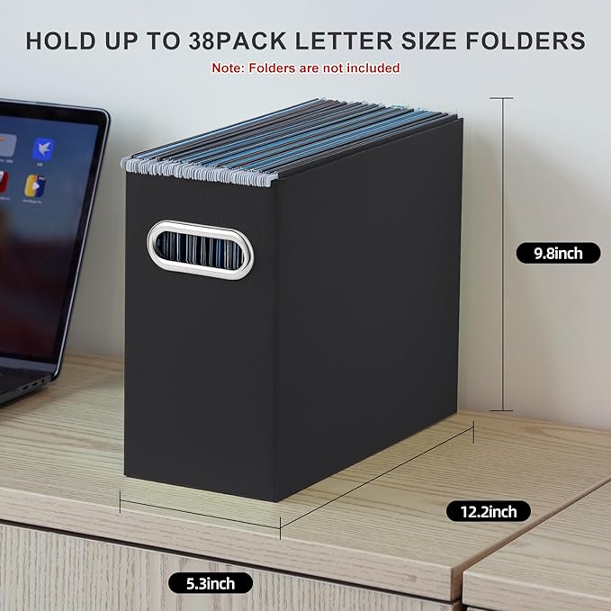 Oterri Cardboard File Organizer Box for Hanging File Folders Letter Size,File Box for Computer Desk,File Cabinet,Working Home