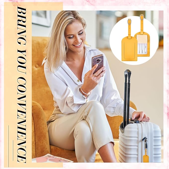Dunzy 30 Pieces Leather Luggage Tag Women Identifiers Travel Suitcase Tags for Luggage Travel Backpack Bag Wedding Favors Wom
