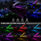 Dreamcolor Acrylic Interior Car LED Strip Light with USB/Type C, RGB 6 in 1 with 179.24 Inch LEDs Strip, Dynamic Chasing Music Sync Neon Ambient Lighting Kits
