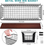 SheeChung 2 Set [Extra Large] Portable Metal Farmhouse Wall Decor Storage Organizer Basket Bin with Handles & Floating Shelve