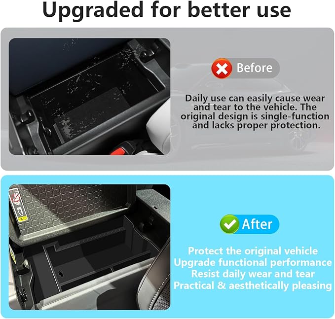 Center Console Tray Organizer Fits for RAV4 Accessories 2026 and 2026 RAV-4 Prime, Armrest Insert Container ABS Material Seco