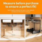 Under Sink Organizer, 2-Tier L-Shaped Pull Out Cabinet Shelf with 2 Installation Methods, Adjustable Sliding Storage Drawer f