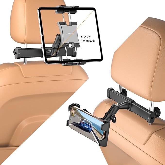 OHLPRO Headrest Tablet Holder for Car Back Seat iPad Car Mount with 360° Adjustable Arm, Road Trip Essentials for Kids or Adults Accessories–Fits for 5"-13" Tablets iPad Galaxy Tab Fire HD+ Switch