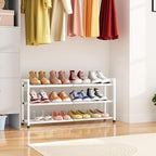 Expandable Shoe Rack for Closet Adjustable Metal Shoe Rack for Entryway 18.5"-33" Free Standing Shoe Organizer 12 Pairs with 
