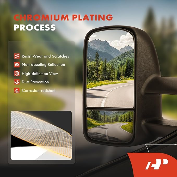 A-Premium Ram Left Driver Side Lower Mirror Glass Compatible with Dodge Ram 1500 2009-2024, Ram 2500 3500 2010-2018 - Towing Mirror, Convex Glass with Rear Mounting Bracket - Replace# 68067731AA