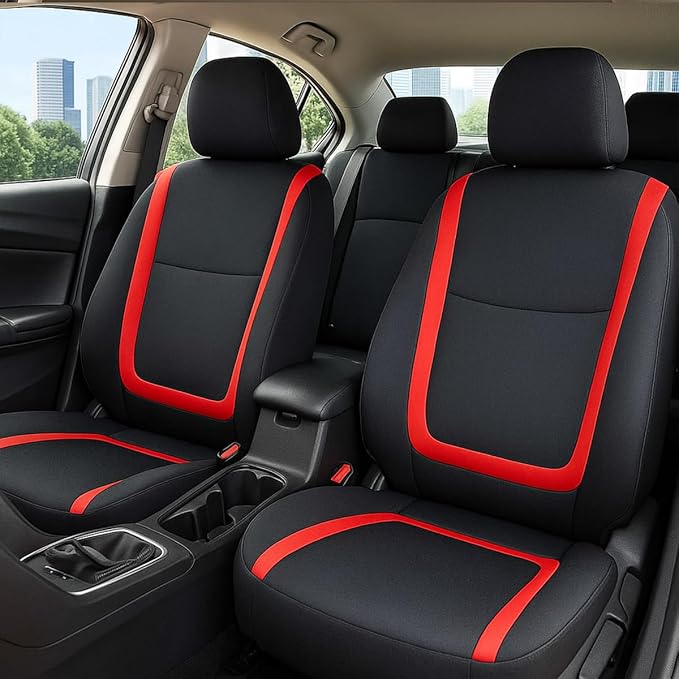 BELOMI Car Seat Covers Only, Breathable Premium Cloth Auto Seat Cover, Universal Front and Rear Seat Covers, Automotive Inter