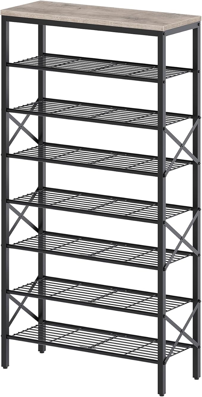 YATINEY 8 Tier Shoe Rack, Shoe Storage Organizer, Large Capacity Shoe Shelf Holds 32 Pairs of Shoes, Sturdy and Stable, for E