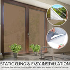 HIDBEA One Way Mirror Window Film, Daytime Privacy Sun Blocking Reflective Window Film Static Cling Heat Control Window Tinting Film for Home and Office, Brown Silver, 35.4 x 78.7 Inch