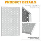 Pegboard Smith Metal Pegboard Panels, 16" x 12" Heavy-Duty Steel Peg Boards for Garage Tool Storage, Wall-Mounted Pegboard Or