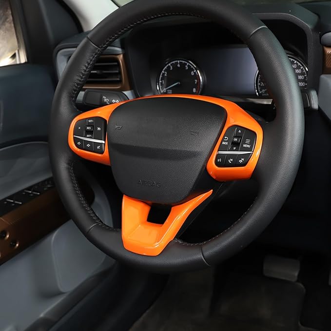 TOYCIDFG Steering Wheel Cover Trim Compatible with Ford Maverick 2022-2025 Car Interior Decoration Accessories (Orange)