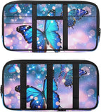 Blue Butterfly Car Sun Visor Organizer, Multi-Pocket Auto Visor Organizers Card Holder Car Storage Bag with Zipper Scratch-Resistant Auto Sunshade Organizer Bag - Organizes Essentials