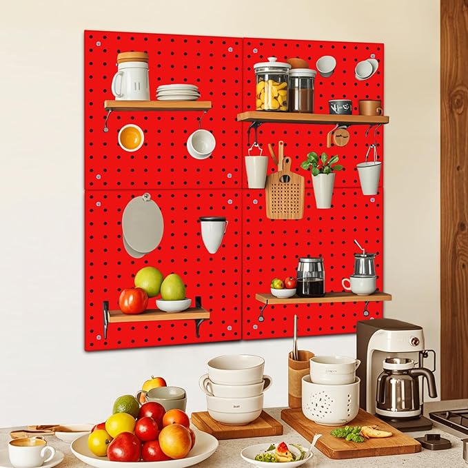 4 Pack Steel Peg Board,Universal 1/8 and 1/4 Pegboard Accessories,Ideal for Garage Tool Storage, Office Organization, Craft R