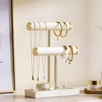 bussdis 2 Tier Bracelet Holder Display - Detachable T Bar Beige Velvet Bracelet Holder, Jewelry Holder Organizer for Bracelet