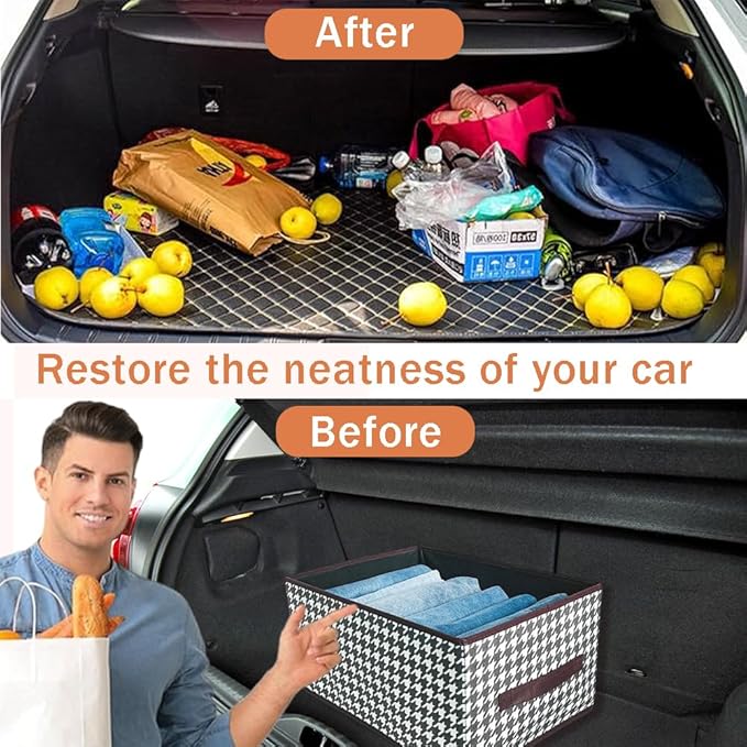 Collapsible Car Trunk Organizer,Wardrobe Clothes Organizer,Portable Space Saving Multipurpose Storage Basket with Handles